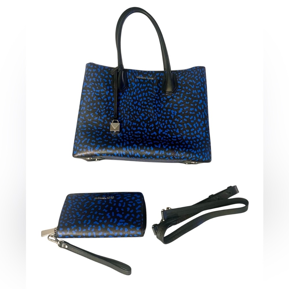Michael Kors Blue and Black Tote Bag
